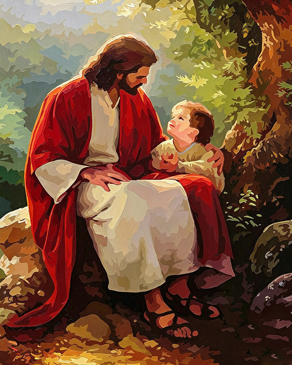 Jesus christ with a child cross stitch kit for beginners