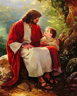 Jesus christ with a child cross stitch kit for beginners
