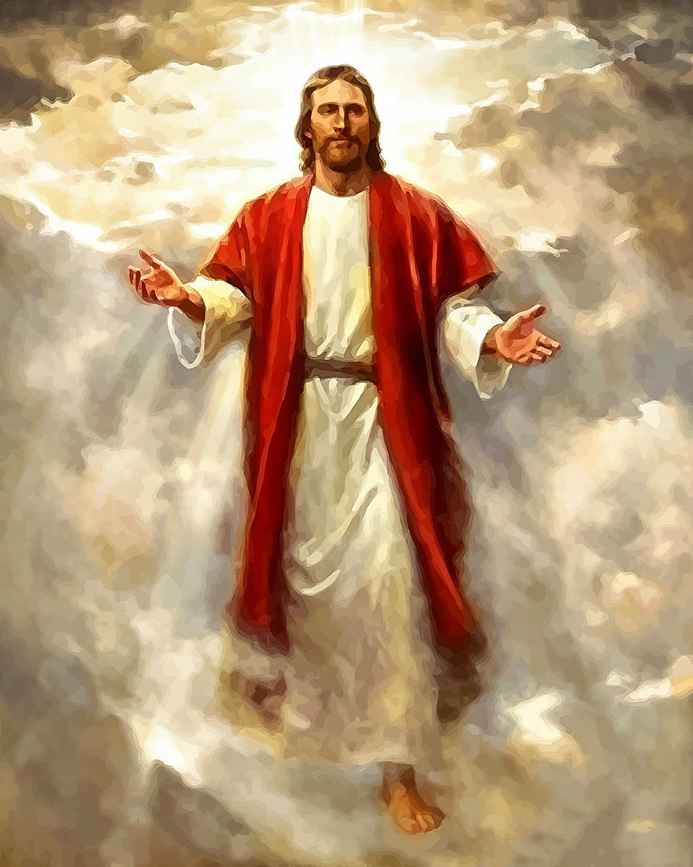 Jesus in the clouds cross stitch kit for beginners