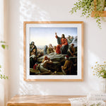 Finished jesus preaching the sermon on the mount cross stitch artwork displayed
