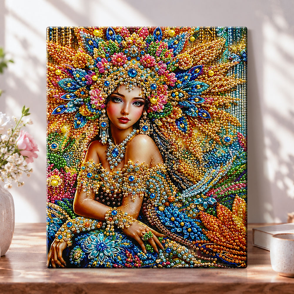 Jeweled floral goddess pearl diamond painting kit for beginners
