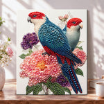 Jeweled parrot pair pearl diamond painting kit for beginners