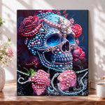 Jeweled skull and roses pearl diamond painting kit for beginners