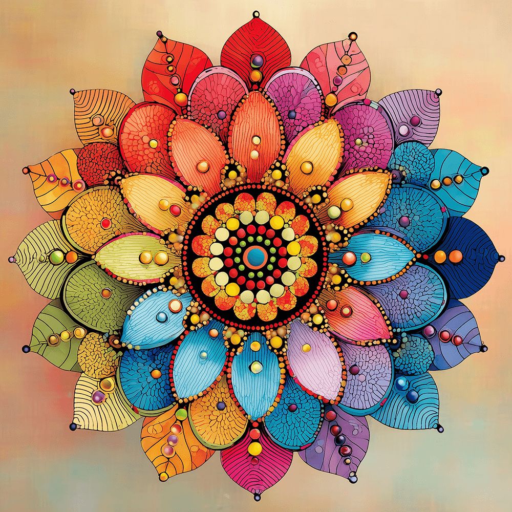 Jewelled colourful mandala cross stitch kit for beginners