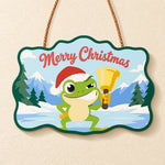 Jingle bell frog vibe paint by numbers door hanger finished design