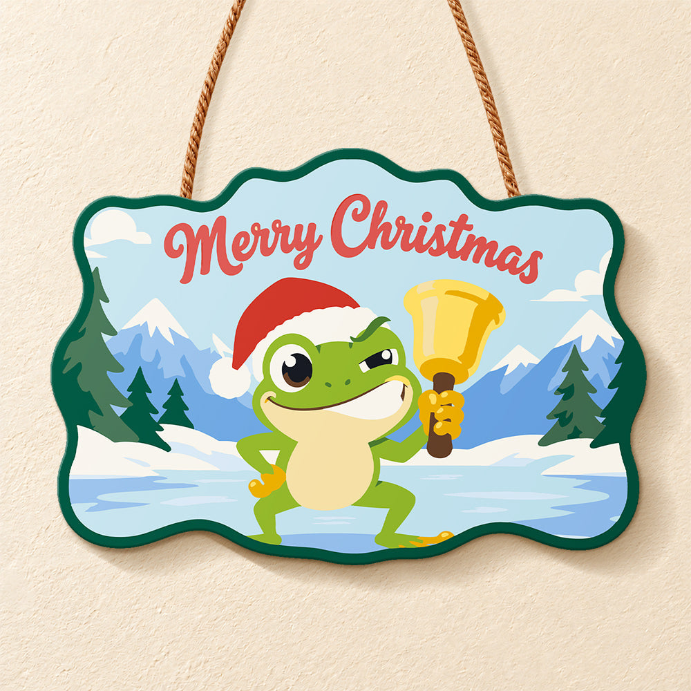 Jingle bell frog vibe paint by numbers door hanger finished design