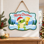 Jingle bell frog vibe paint by numbers door hanger as indoor wall decor