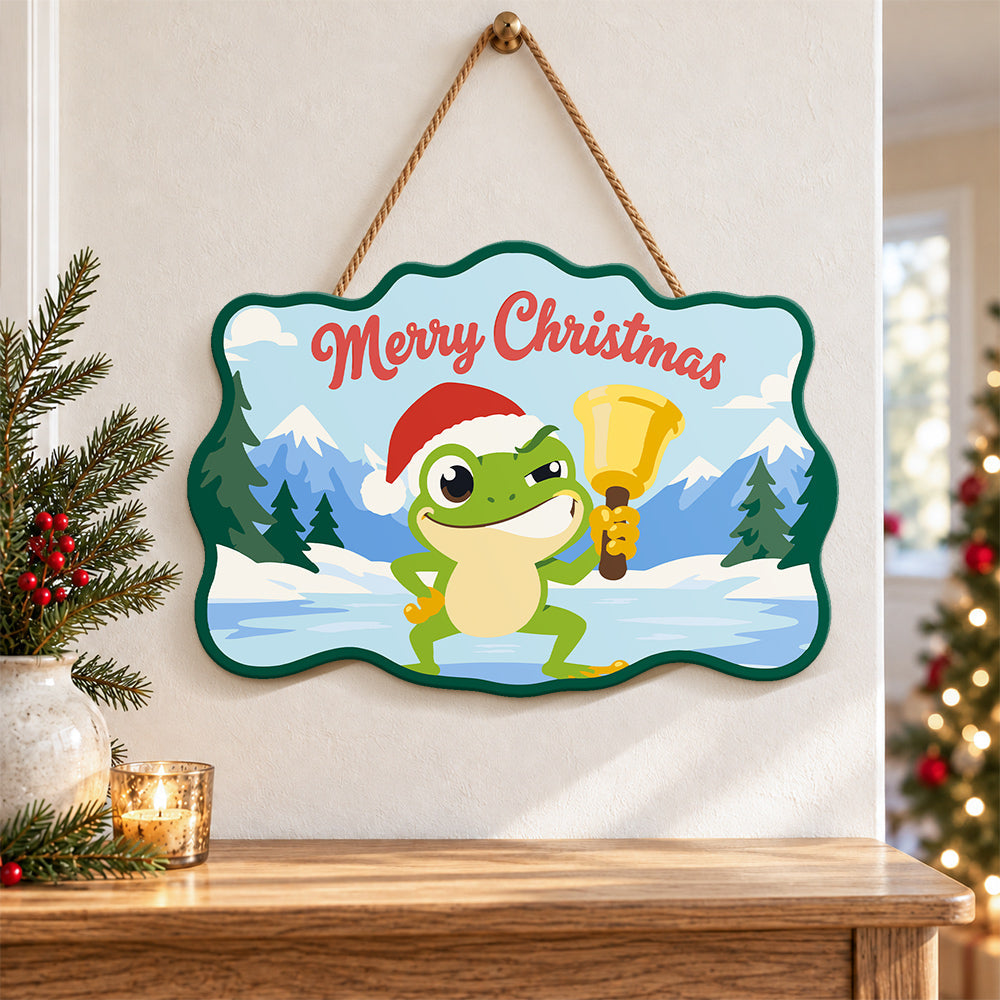 Jingle bell frog vibe paint by numbers door hanger as indoor wall decor