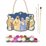 Journey to bethlehem paint by numbers door hanger with paints and brushes