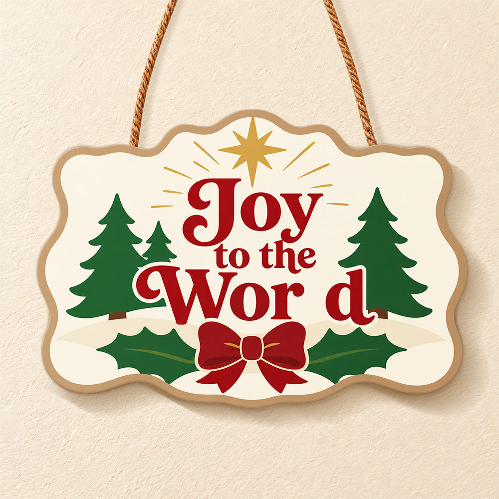 Joy to the world trees paint by numbers door hanger finished design