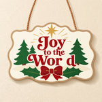 Joy to the world trees paint by numbers door hanger finished design