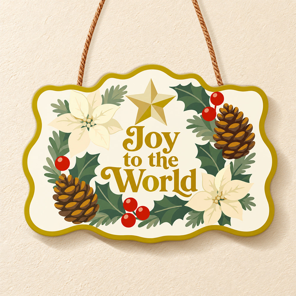 Joy to the world wreath paint by numbers door hanger finished design