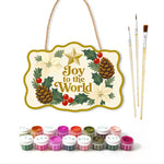 Joy to the world wreath paint by numbers door hanger with paints and brushes