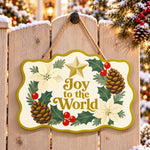 Joy to the world wreath paint by numbers door hanger on a garden gate