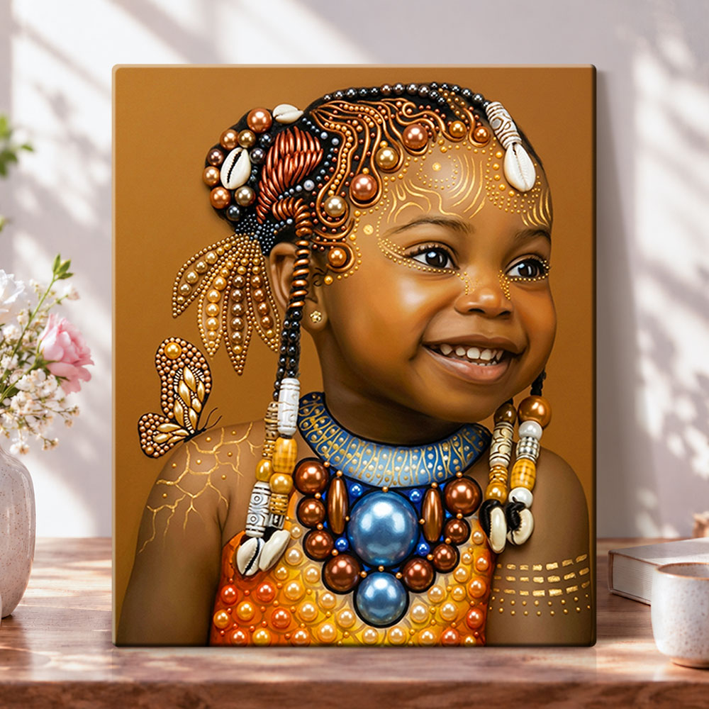 Joyful tribal smile pearl diamond painting kit for beginners