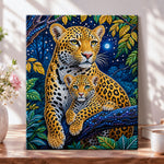 Jungle leopard family pearl diamond painting kit for beginners