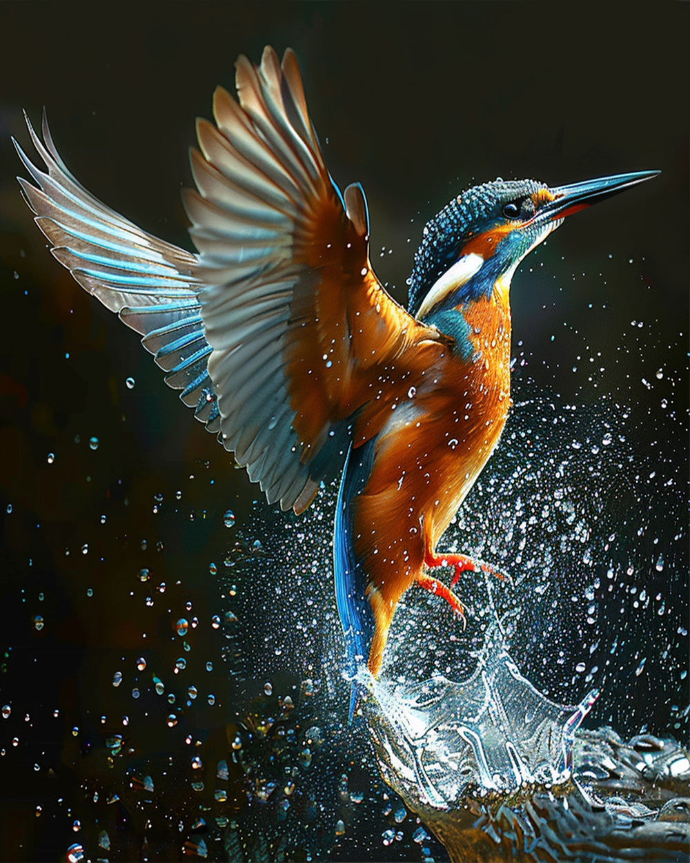 Kingfisher bird diving cross stitch kit for beginners