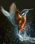 Kingfisher bird diving cross stitch kit for beginners