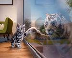 Kitten and white tiger high five cross stitch kit for beginners