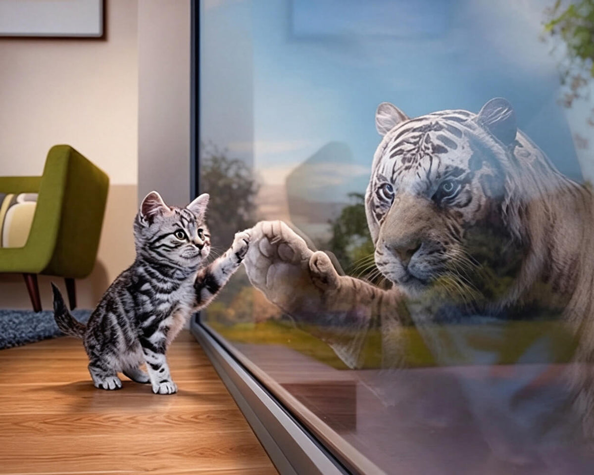 Kitten and white tiger high five paint by numbers kit for beginners