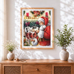 Finished kittens in christmas stockings cross stitch artwork displayed