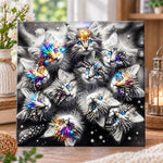 Kittens with rainbow sparkling eyes pearl diamond painting kit for beginners