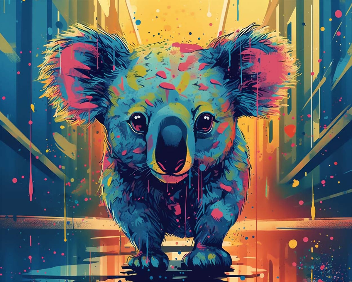 Koala in the city paint by numbers kit for beginners