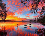 Lake at sunset paint by numbers kit for beginners