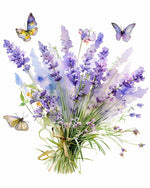 Lavender bouquet with butterflies cross stitch kit for beginners