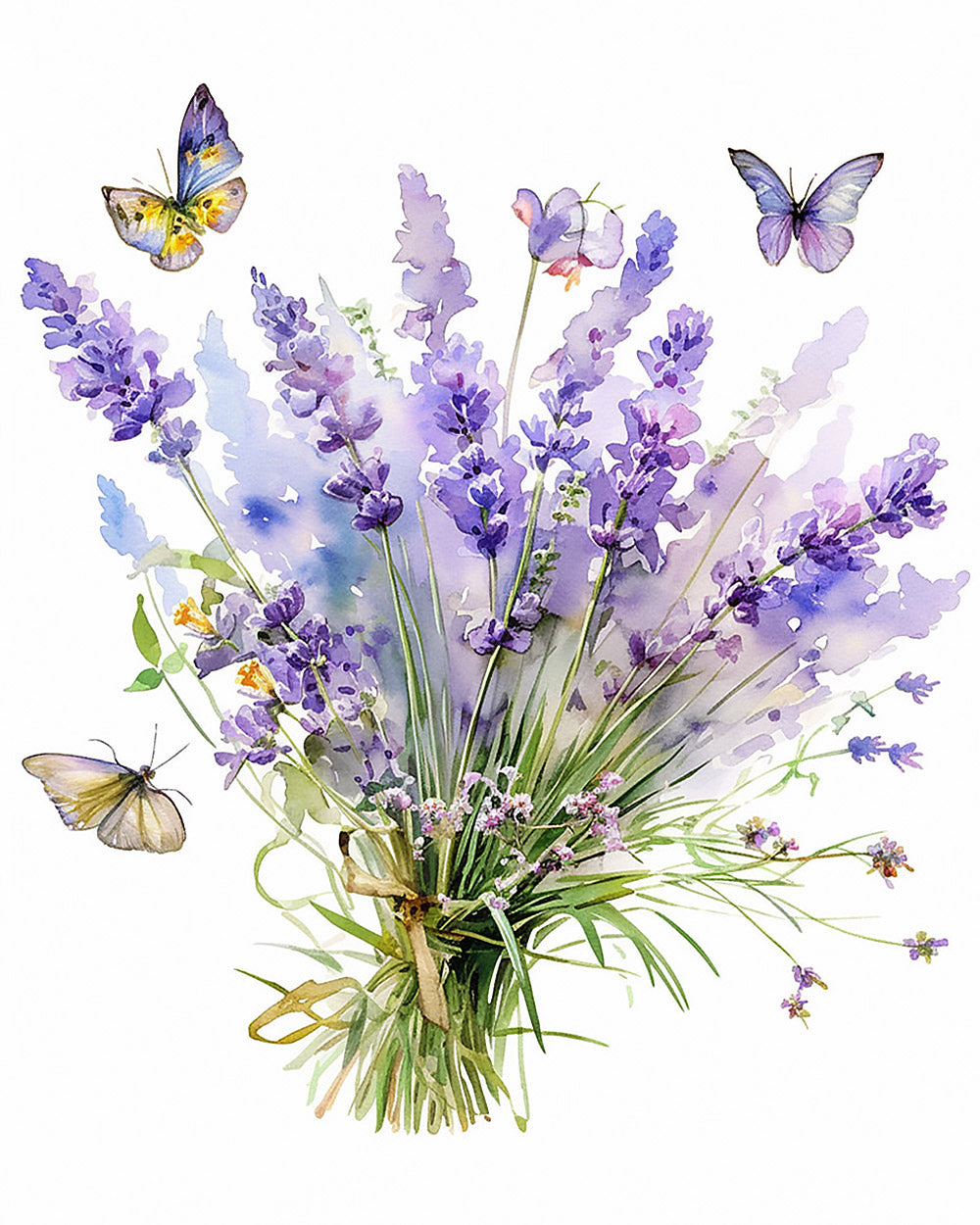 Lavender bouquet with butterflies cross stitch kit for beginners