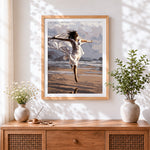 Finished leap of joy cross stitch artwork displayed