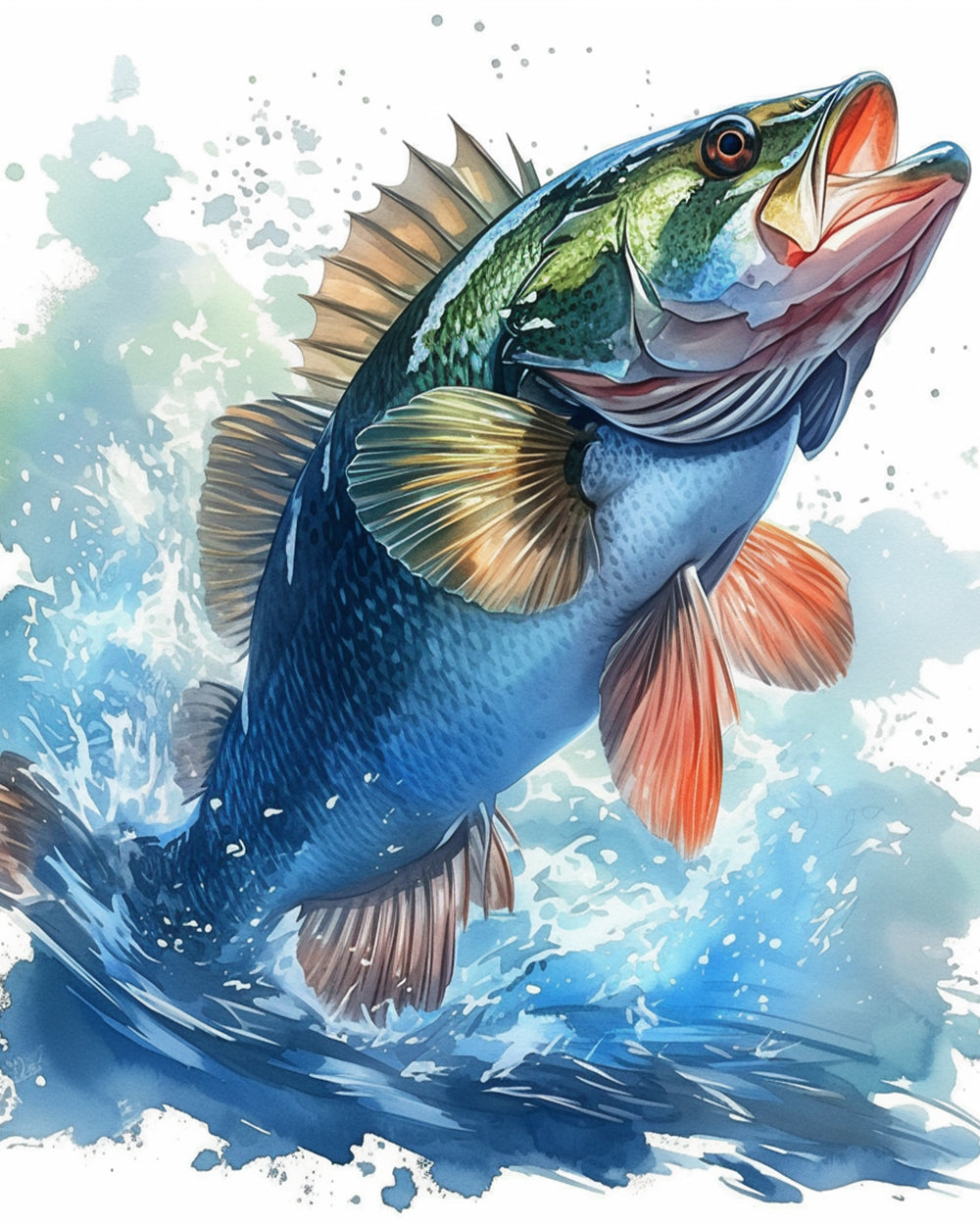 Leaping bass fish cross stitch kit for beginners