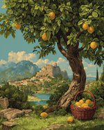 Lemon tree and hillside village cross stitch kit for beginners