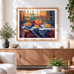 Finished lemons and terracotta pots by the window paint by numbers artwork displayed as home decor