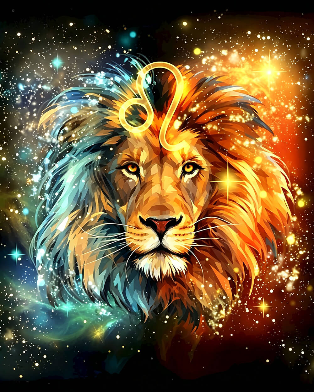Leo zodiac galaxy lion cross stitch kit for beginners