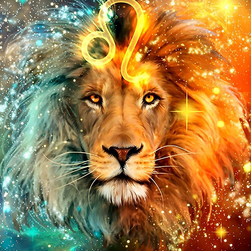 Leo zodiac lion in starry sky paint by numbers kit for beginners