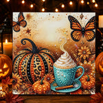 Leopard pumpkin spiced latte pearl diamond painting kit for beginners