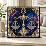 Finished libra scales pearl diamond painting artwork displayed as home decor