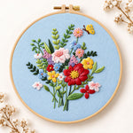 Light blue florals with butterfly embroidery kit
