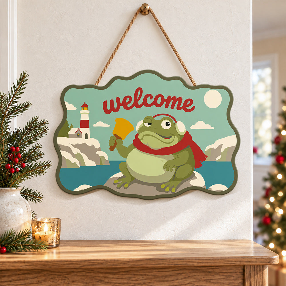 Lighthouse frog greeting paint by numbers door hanger as indoor wall decor
