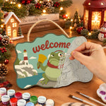 Lighthouse frog greeting paint by numbers door hanger painting process