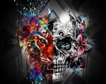 Lion and skull split face paint by numbers kit for beginners
