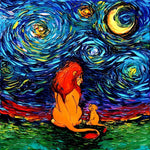 Lion king under starry night cross stitch kit for beginners