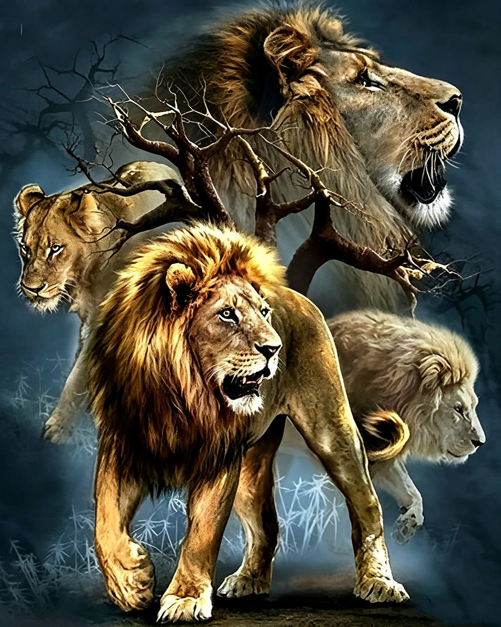 Lion pride family cross stitch kit for beginners