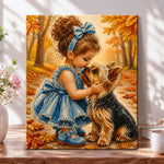 Little girl and yorkshire puppy pearl diamond painting kit for beginners