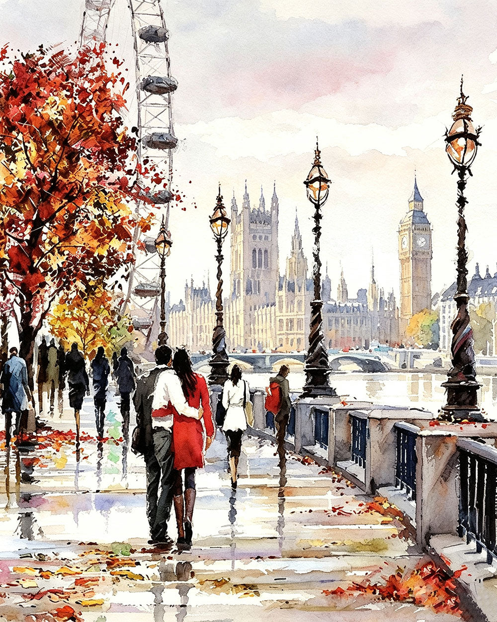 London eye in autumn cross stitch kit for beginners