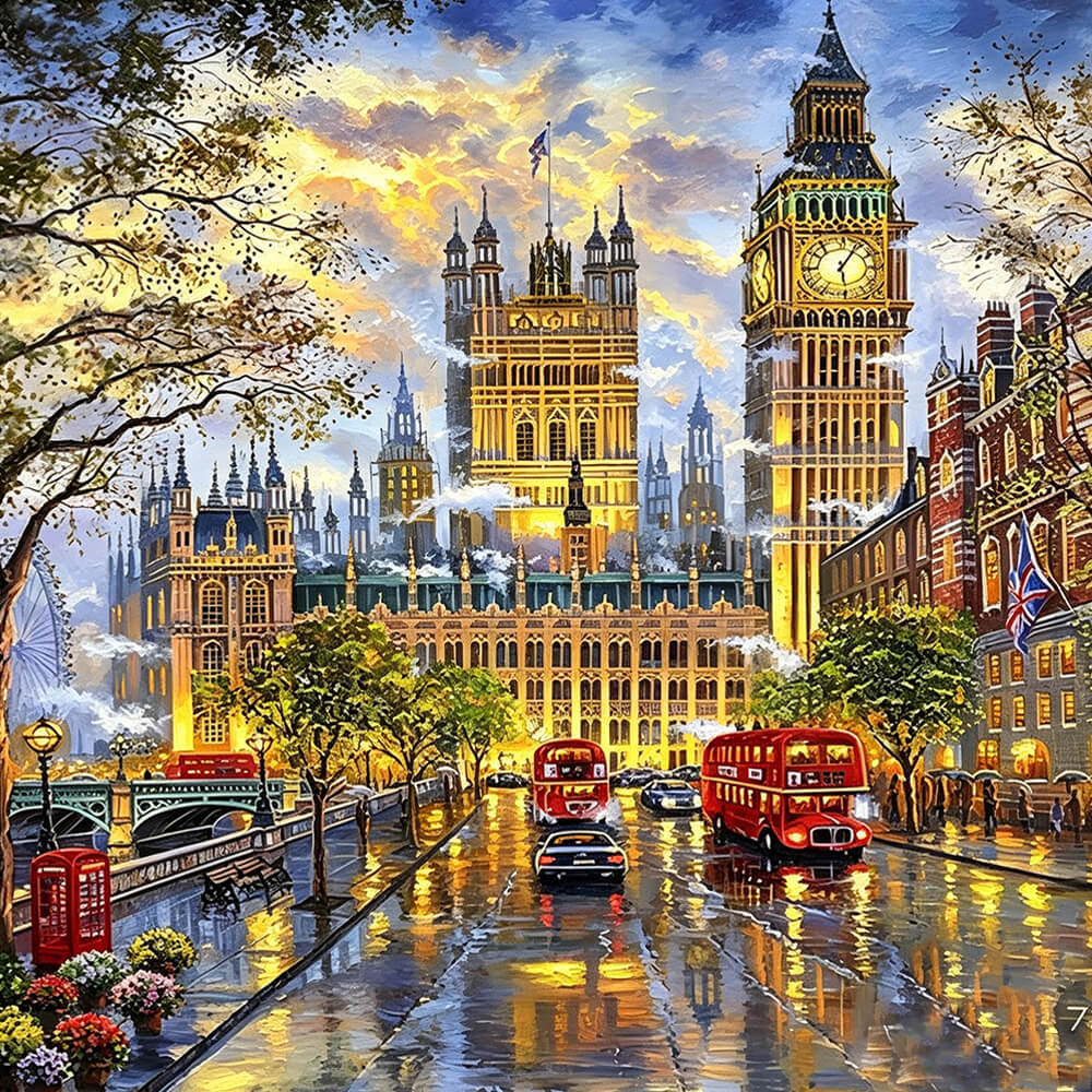 London houses of parliament and big ben cross stitch kit for beginners