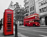 London red telephone box and bus paint by numbers kit for beginners