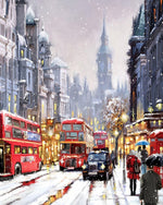 London snow scene cross stitch kit for beginners