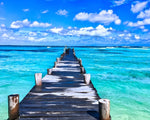 Long wooden pier over turquoise sea cross stitch kit for beginners